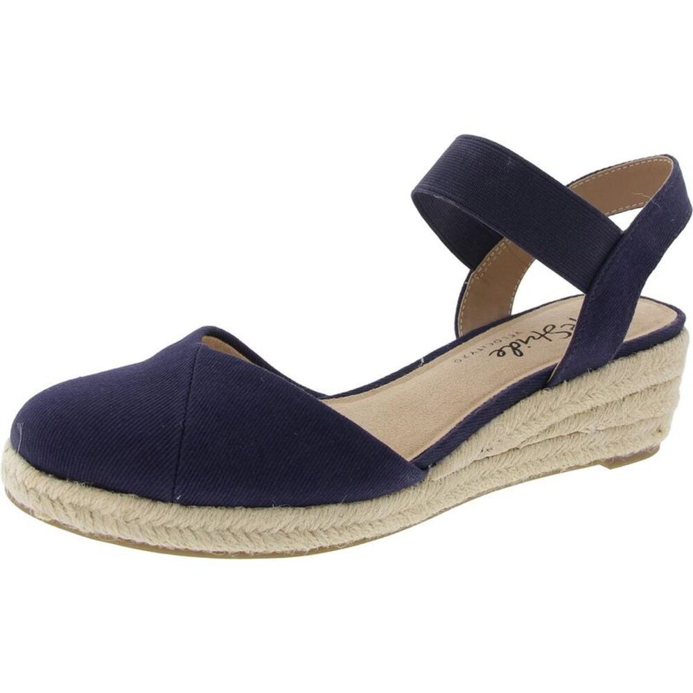 Women's Navy Espadrille Wedge Sandals